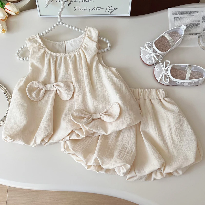 夏季女夏装可爱蝴蝶结花苞背心裙2025新款洋气公主风无袖裙子潮