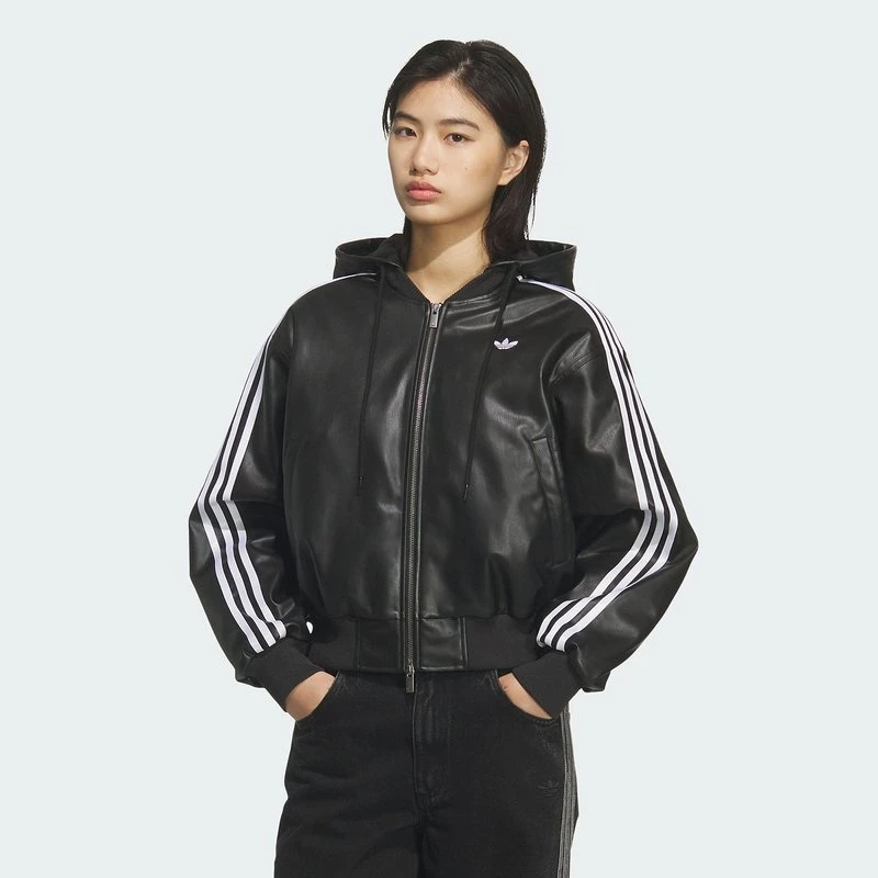 阿迪达斯 （adidas）女子W PLEATHER JKT休闲时尚棉服KU6857