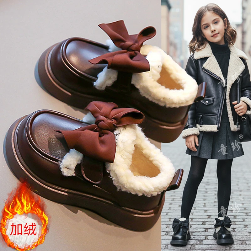 女童雪地靴子2025新款冬季小女孩公主棉靴大棉鞋加绒冬鞋儿童短靴