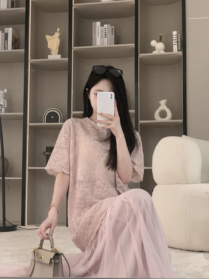 鱼er【粉黛绣韵】设计师高定/立体刺绣蕾丝上衣-YR24034