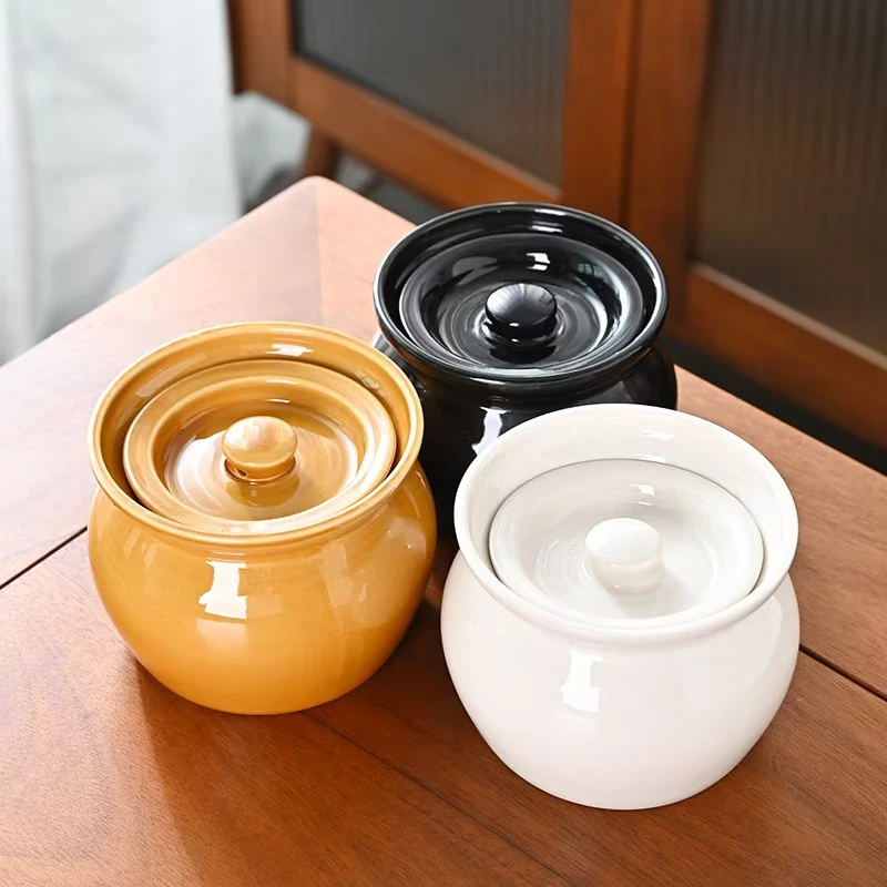 瓦罐陶瓷炖盅家用隔水炖炖盅陶瓷带盖汤罐沙县小吃瓦罐简约蒸蛋碗