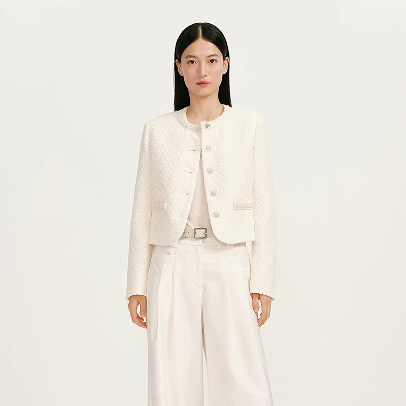 【商场同款】HPLY荷比俪25春蕾丝金属扣风格小香外套HMF13520110