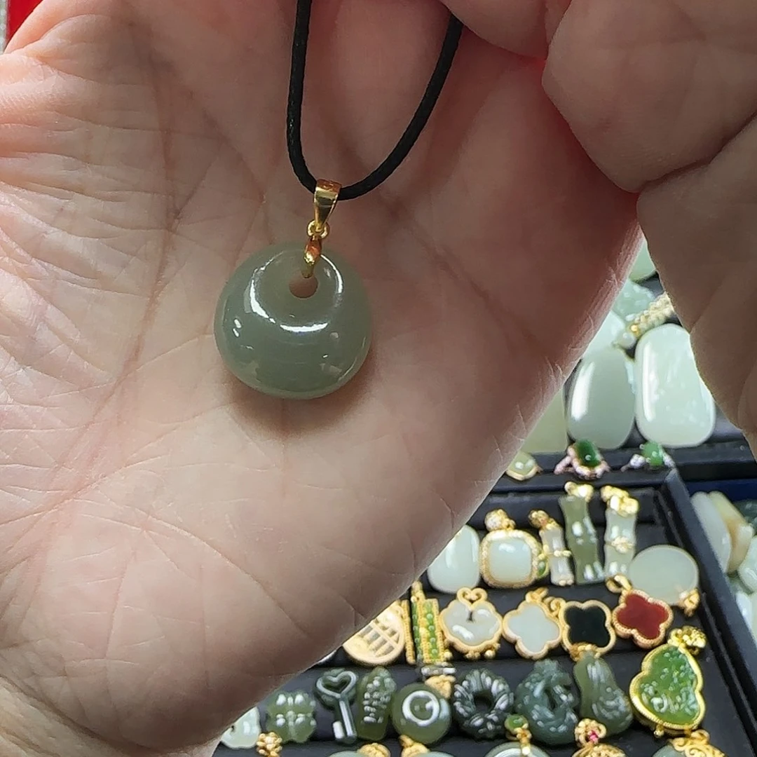 吊坠(不含链)银S925镶嵌和田玉?**虾