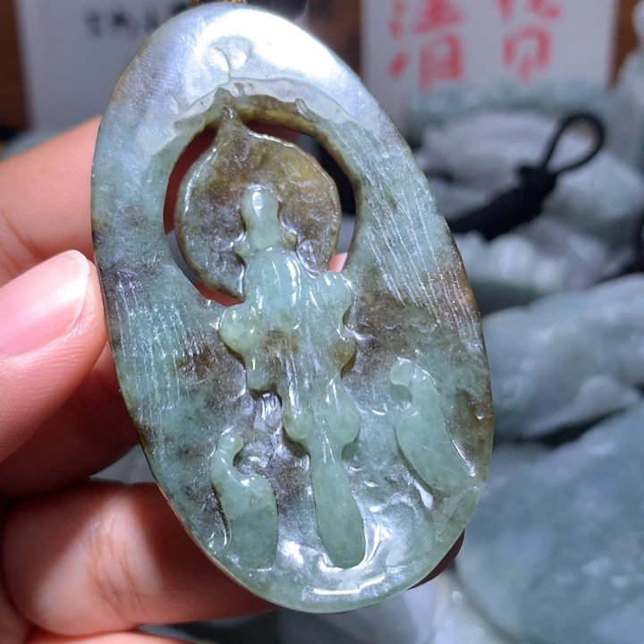 翡翠未镶嵌颈饰保真天然A货翡翠