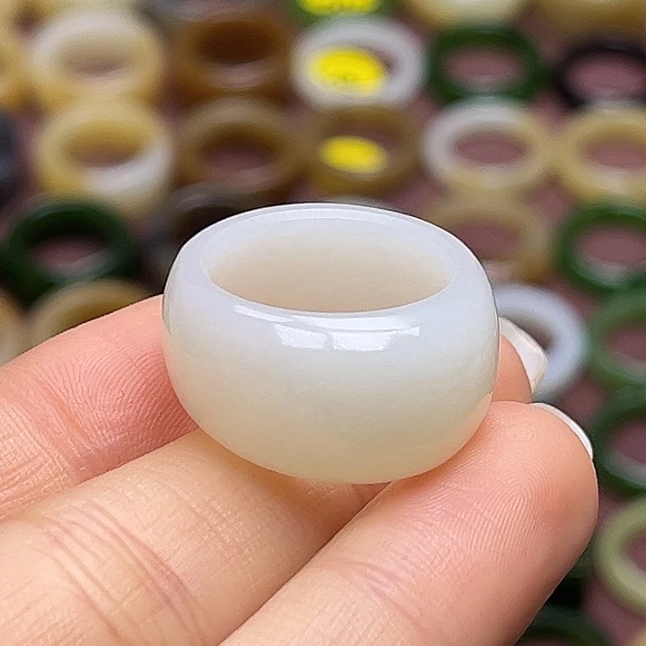 和田玉未镶嵌戒指18.2糯白馒头