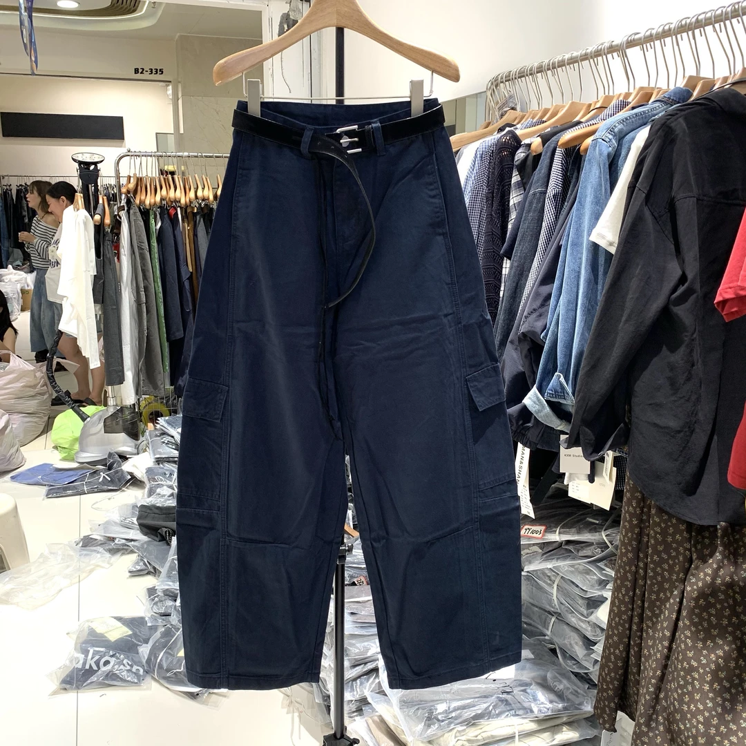 十三行正品设计感口袋工装休闲牛仔裤