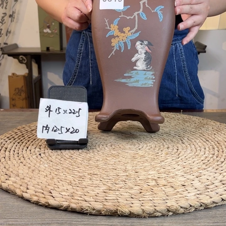 紫砂花盆 放漏特惠紫泥彩绘美人鱼签筒0519