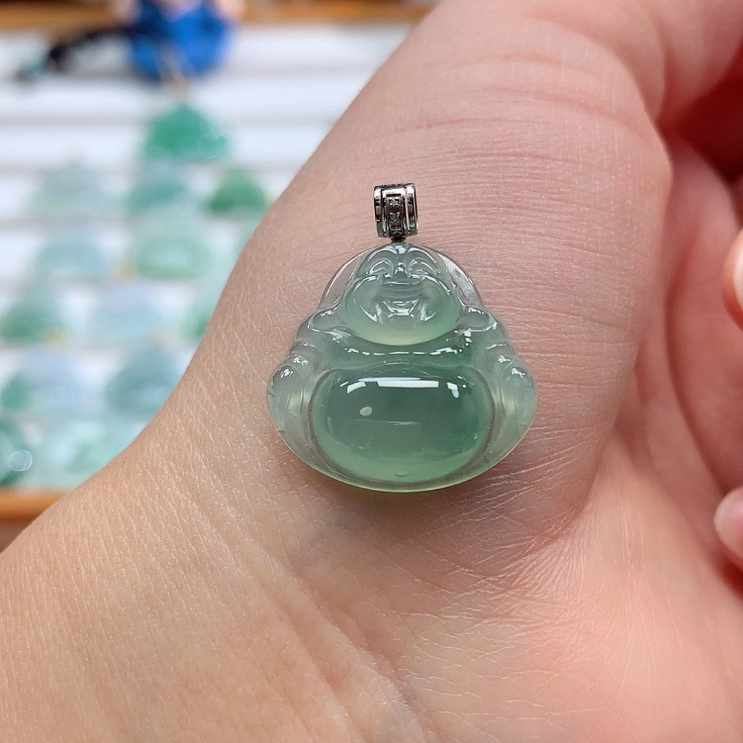 翡翠18K金镶嵌吊坠(赠链)19-20.3-5.8