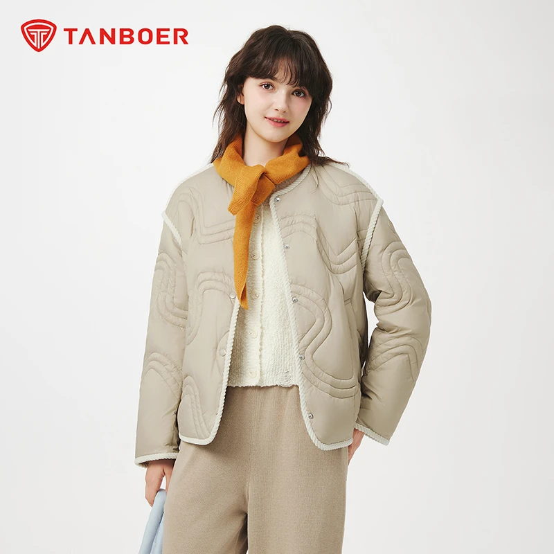 【达人专属】坦博尔女短款灯芯绒可露丽羽绒服TB5330258Z