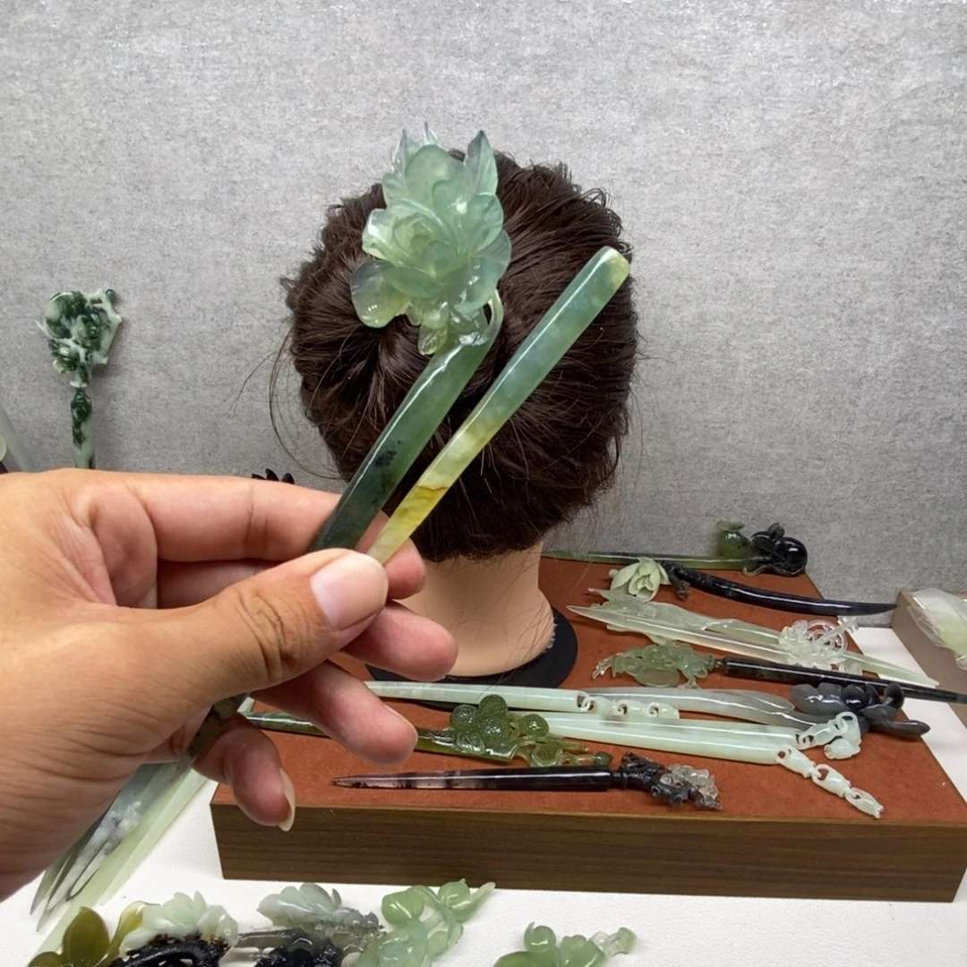 蛇纹石玉未镶嵌发簪
