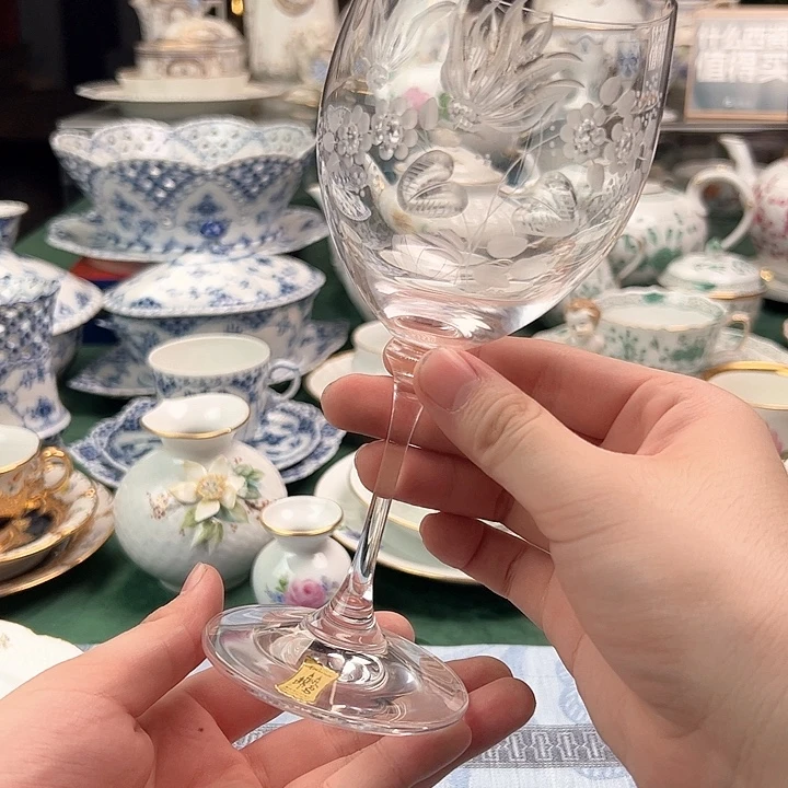 梅森花卉水晶红酒杯