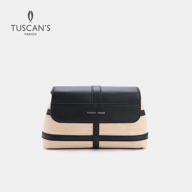 TUSCAN'S简约时尚单肩包条纹拼接色女士通勤包包