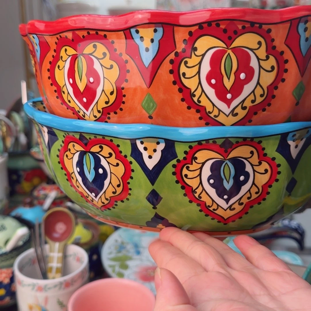 陶瓷沙拉碗两只看图