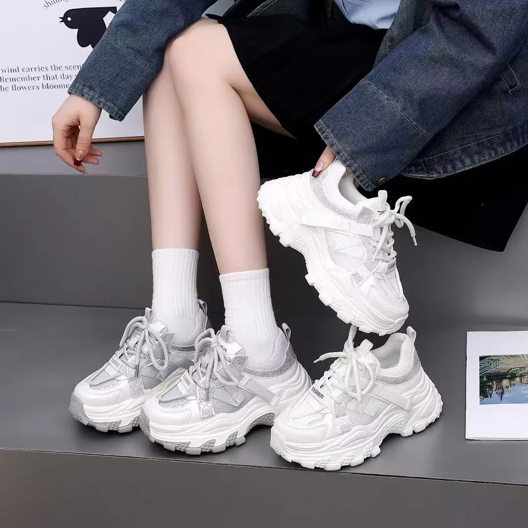 爆款厚底老爹鞋女春小个子增高2025新款炸街运动休闲鞋88V06-1