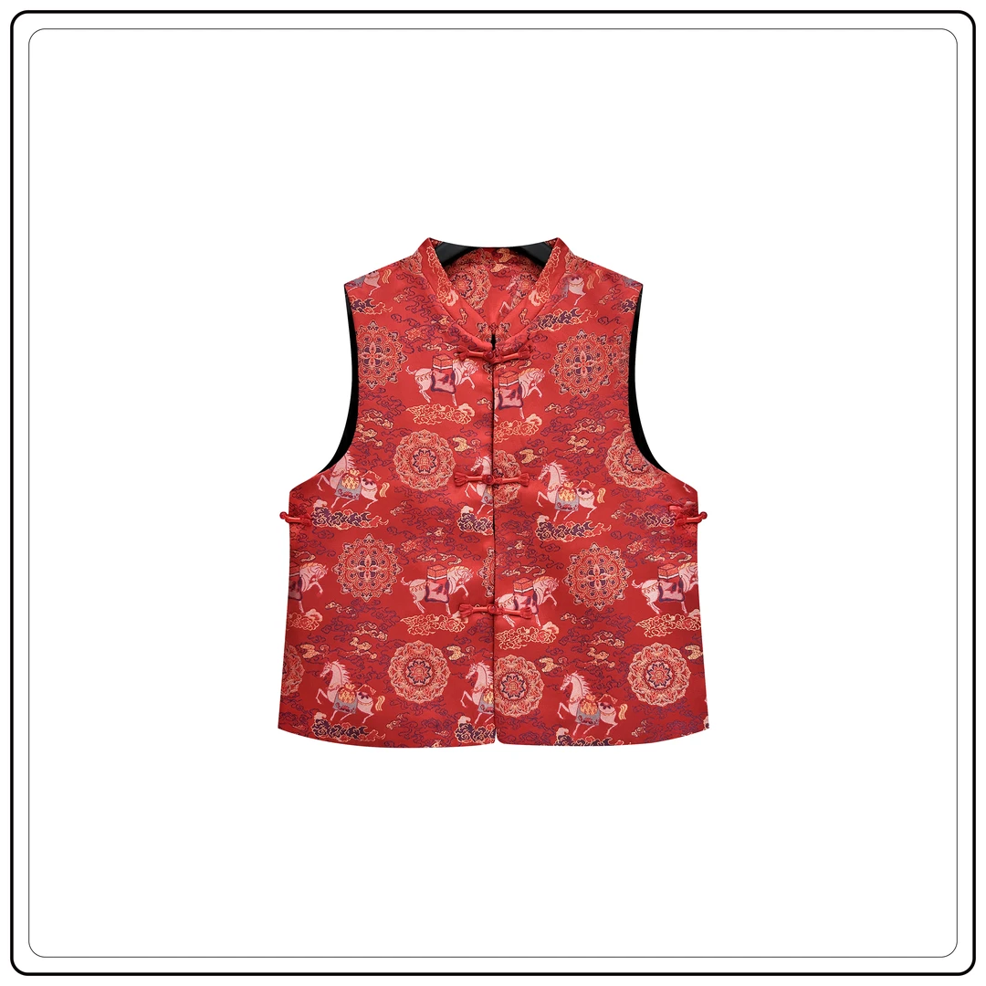 7374【骐骥驰骋】马年限定款新春拜年服新中式高级感红色百搭马甲