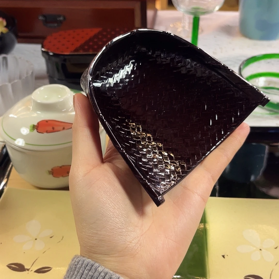 流***雨木竹编漆器小钵鸡