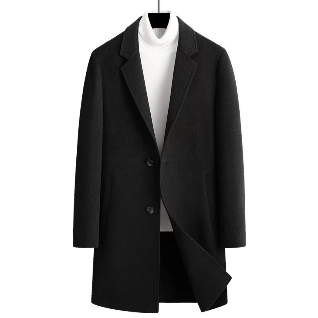 1春季男士羊毛大衣双面羊绒夹克休闲西装中长款百搭气质时尚韩版