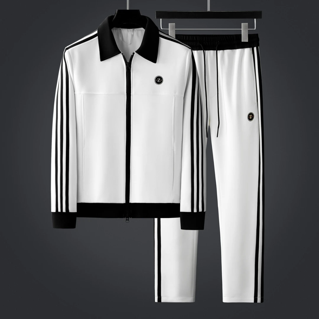 简纳曼克休闲运动套装男士早秋季翻领帅气高端轻奢欧货潮牌两件套