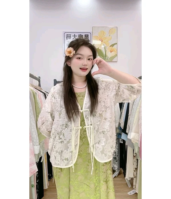 【套装F101-F165】2025夏季新款大码套装碎花吊带裙微胖穿搭新中式