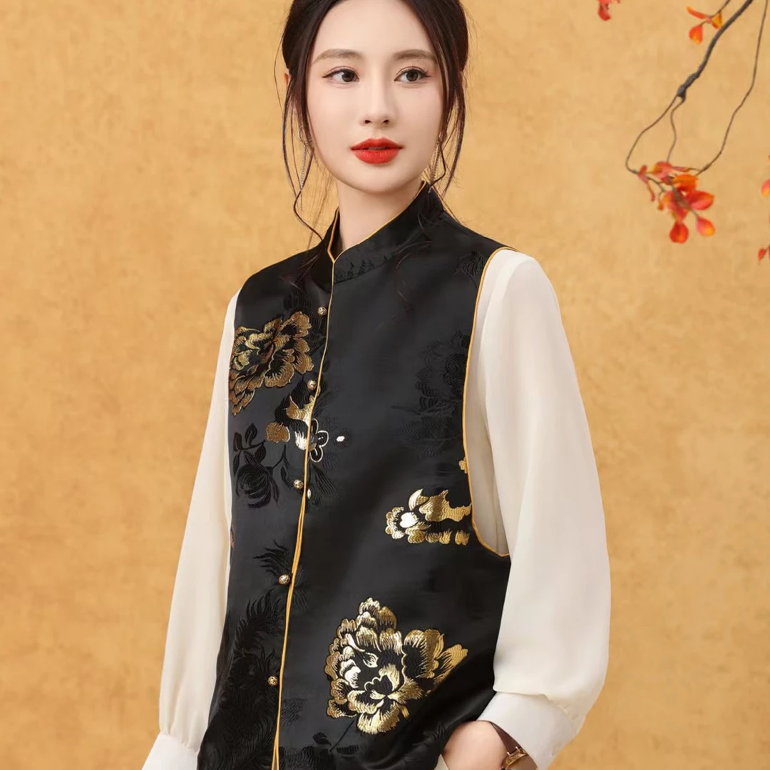 【梅梅真丝】时尚中式唐装女装上衣复古中国风春秋适用8907