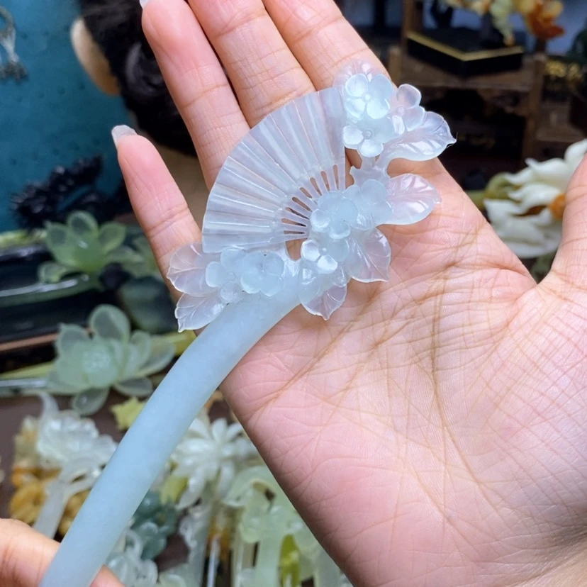 【闪购商品】未镶嵌蛇纹石玉发饰小*柴