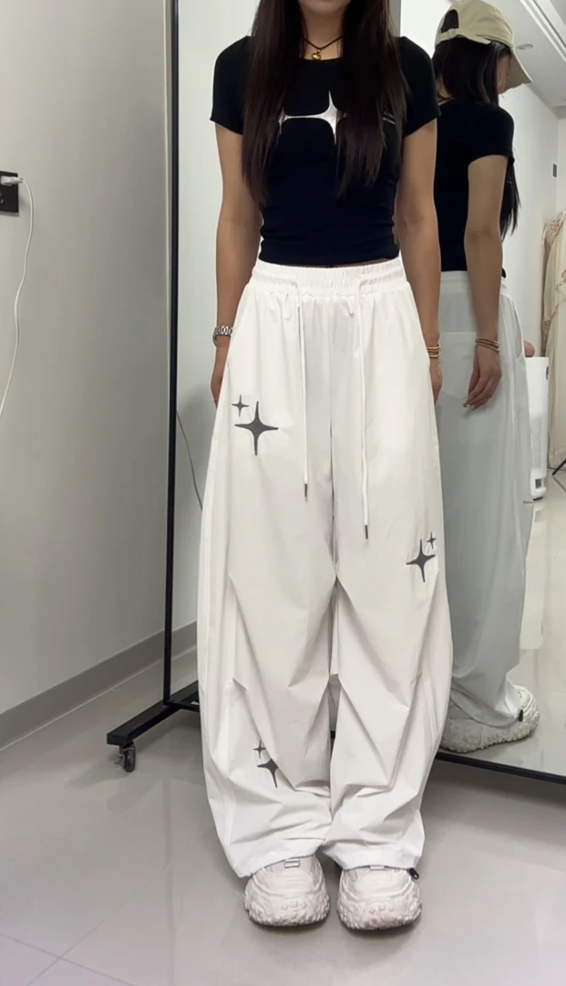 （贝贝专属）535款潮流休闲裤星星抽绳薄款长裤条纹夏休闲宽松