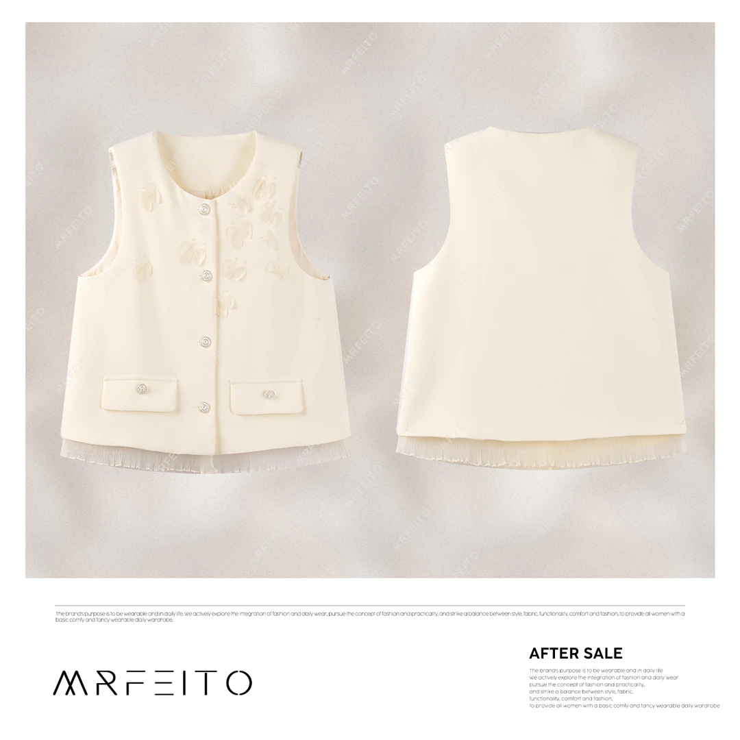 【花光蝶舞】2025春季新款蕾丝边蝴蝶重工女款马甲H238MA02C30677