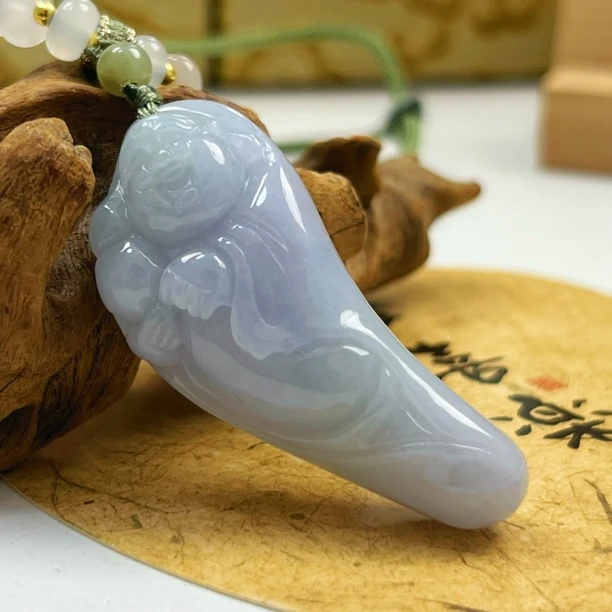 翡翠紫罗兰布袋佛随形吊坠