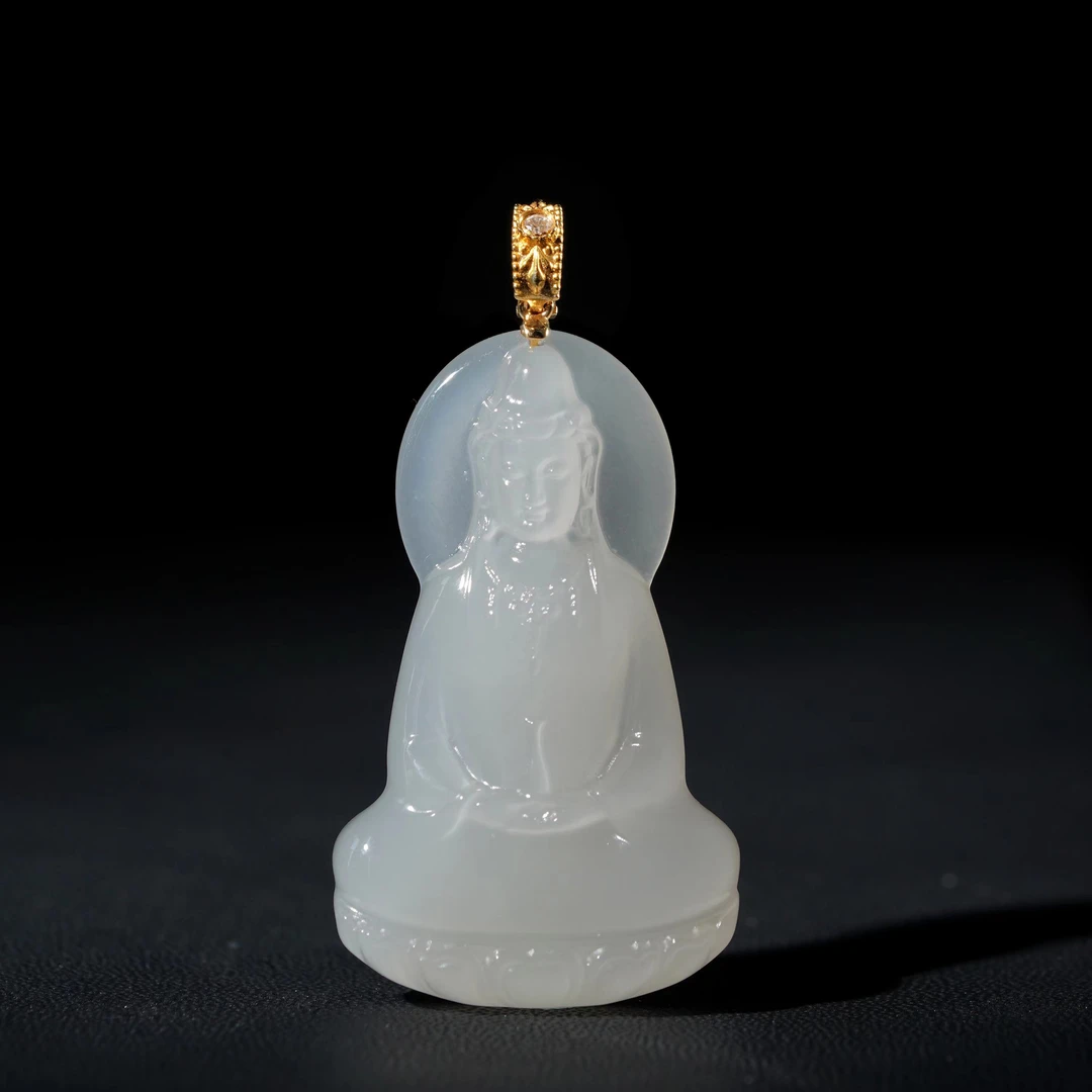 【慧子臻选】18k白玉观音吊坠 不含链 *38*23*5.7* LM09