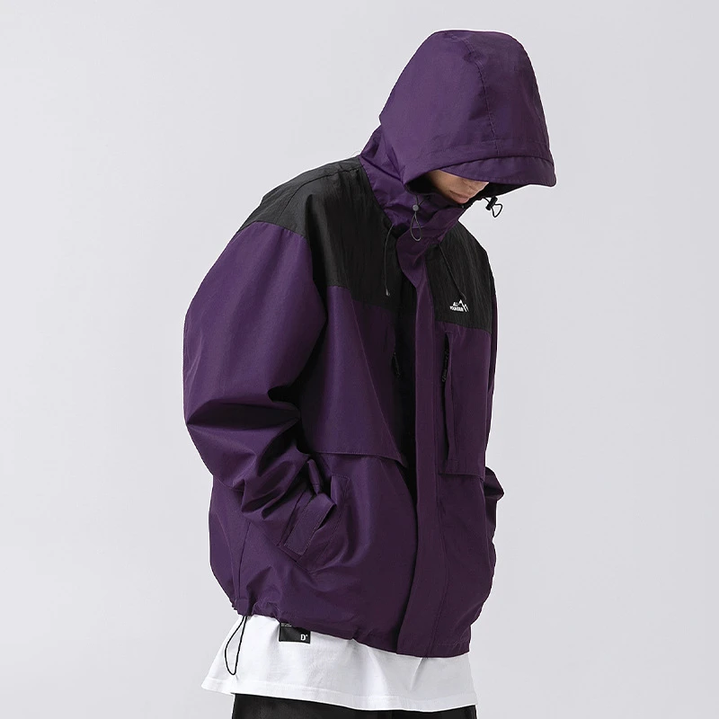 夹克装多口袋日系机能DBQ秋冬撞色外套户外三防拼接设计冲锋衣