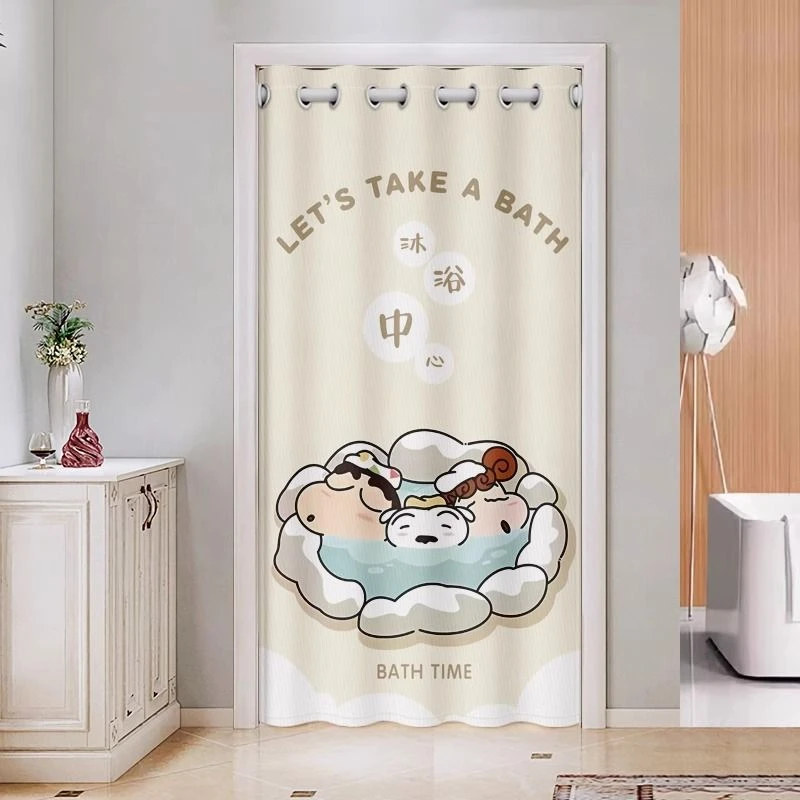 卫生间专用简易全遮门帘门口窗户遮挡帘厕所洗手间免打孔隔断帘子