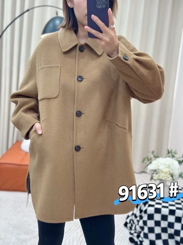 金影奇 时尚简约中款毛呢大衣 91631