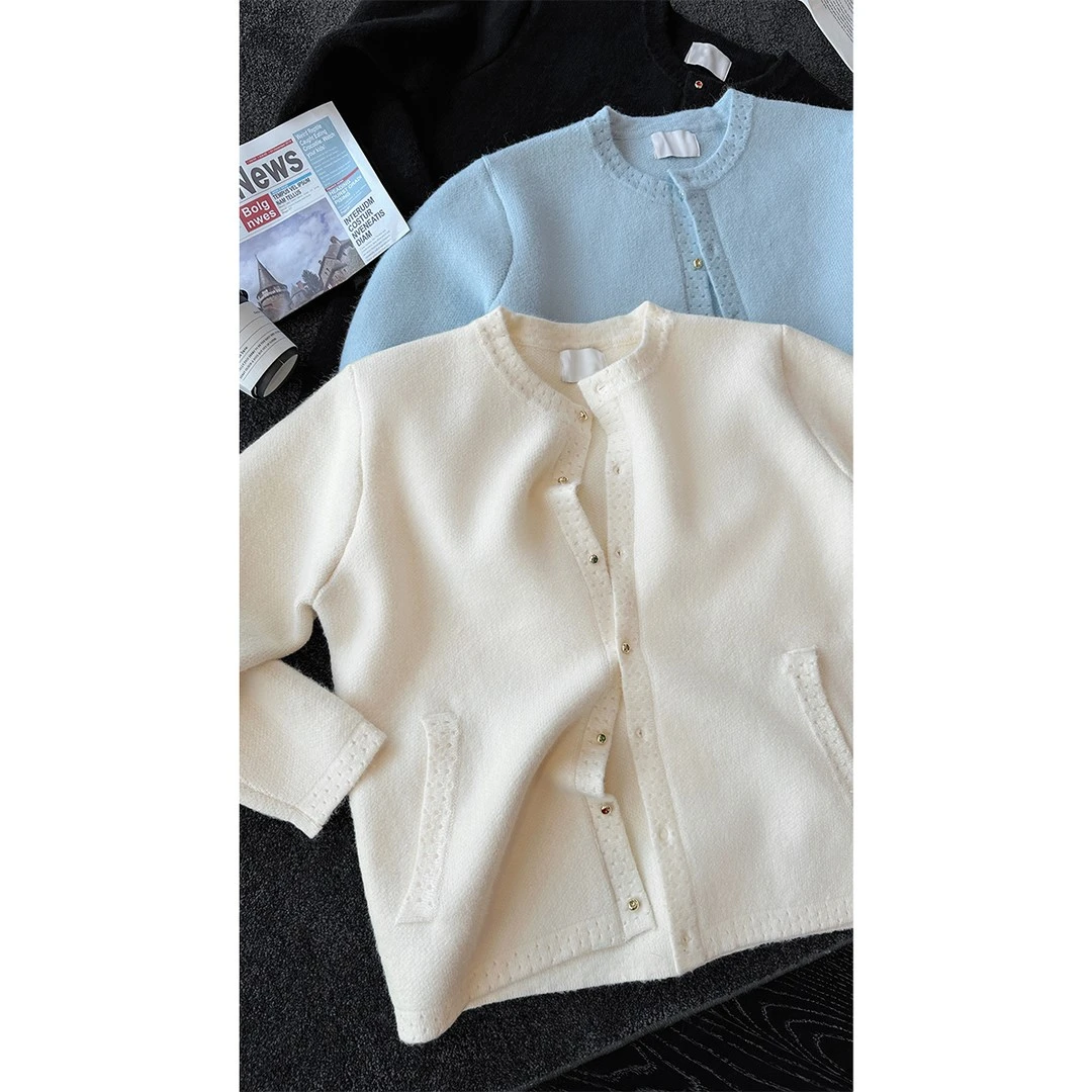 龙刀刀秋季新品高级感圆领针织衫开衫毛衣日常宽松休闲款外套男