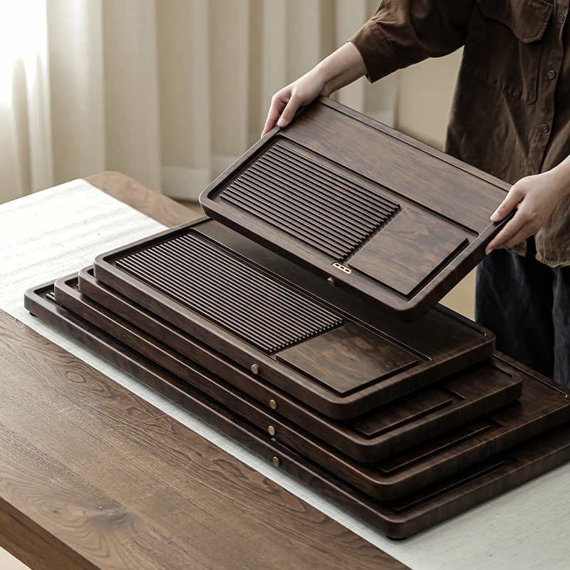电木款2025家用实木长方形干泡台桌面专用高档小茶盘排水茶海盘托