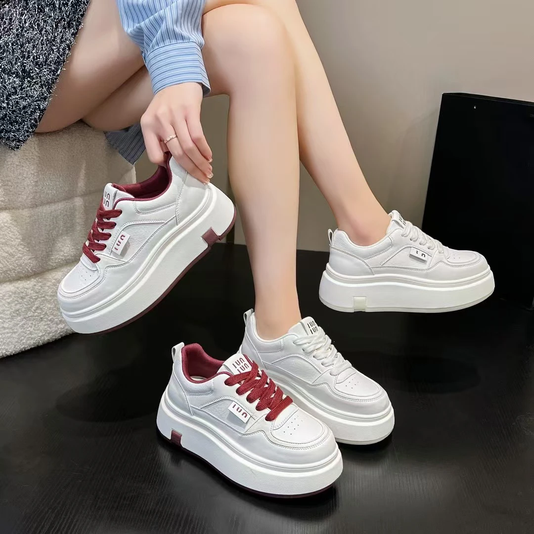 真皮厚底小白板鞋女春夏季时尚增高休闲四季款板鞋Z115