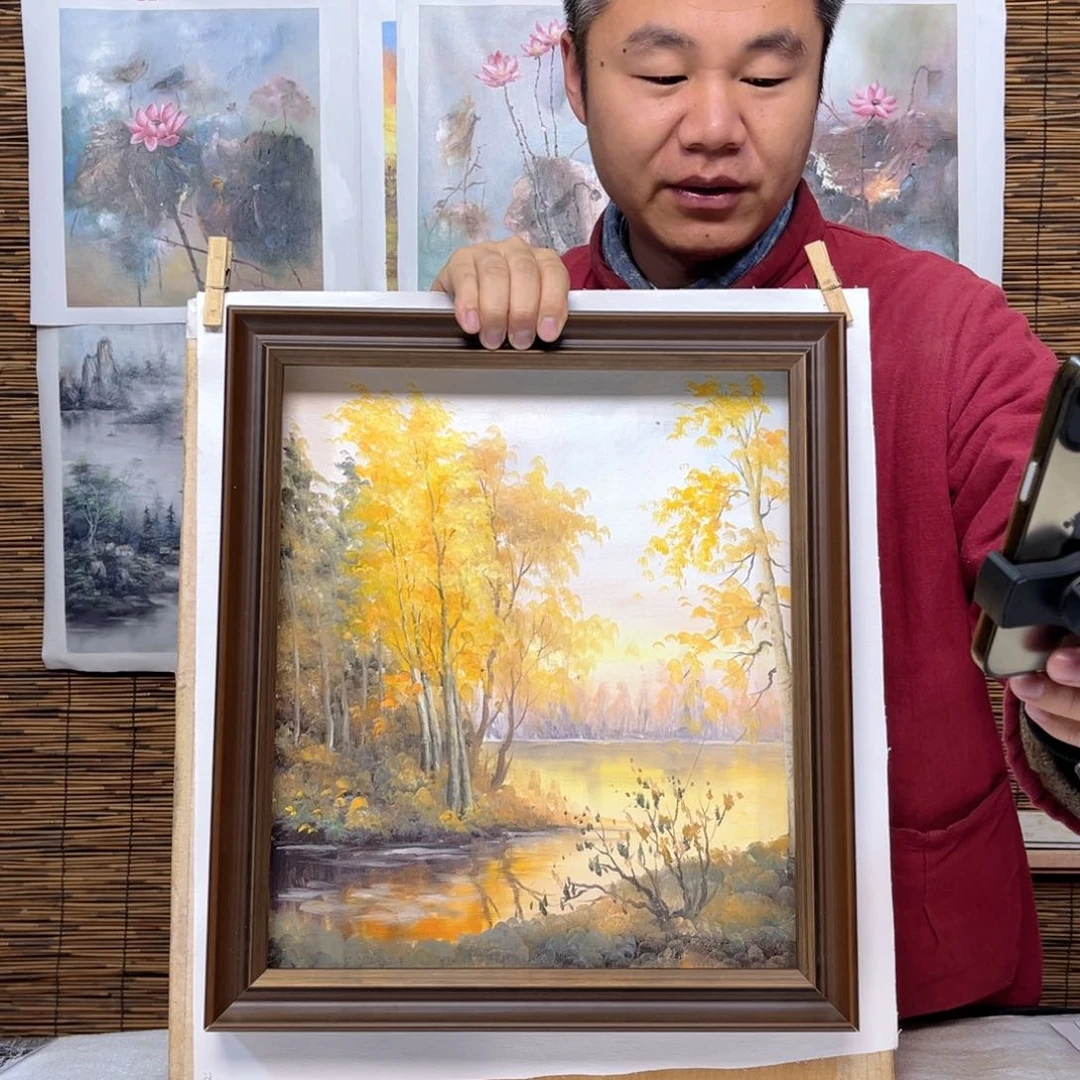 油画行路人小院绘画作品竞拍