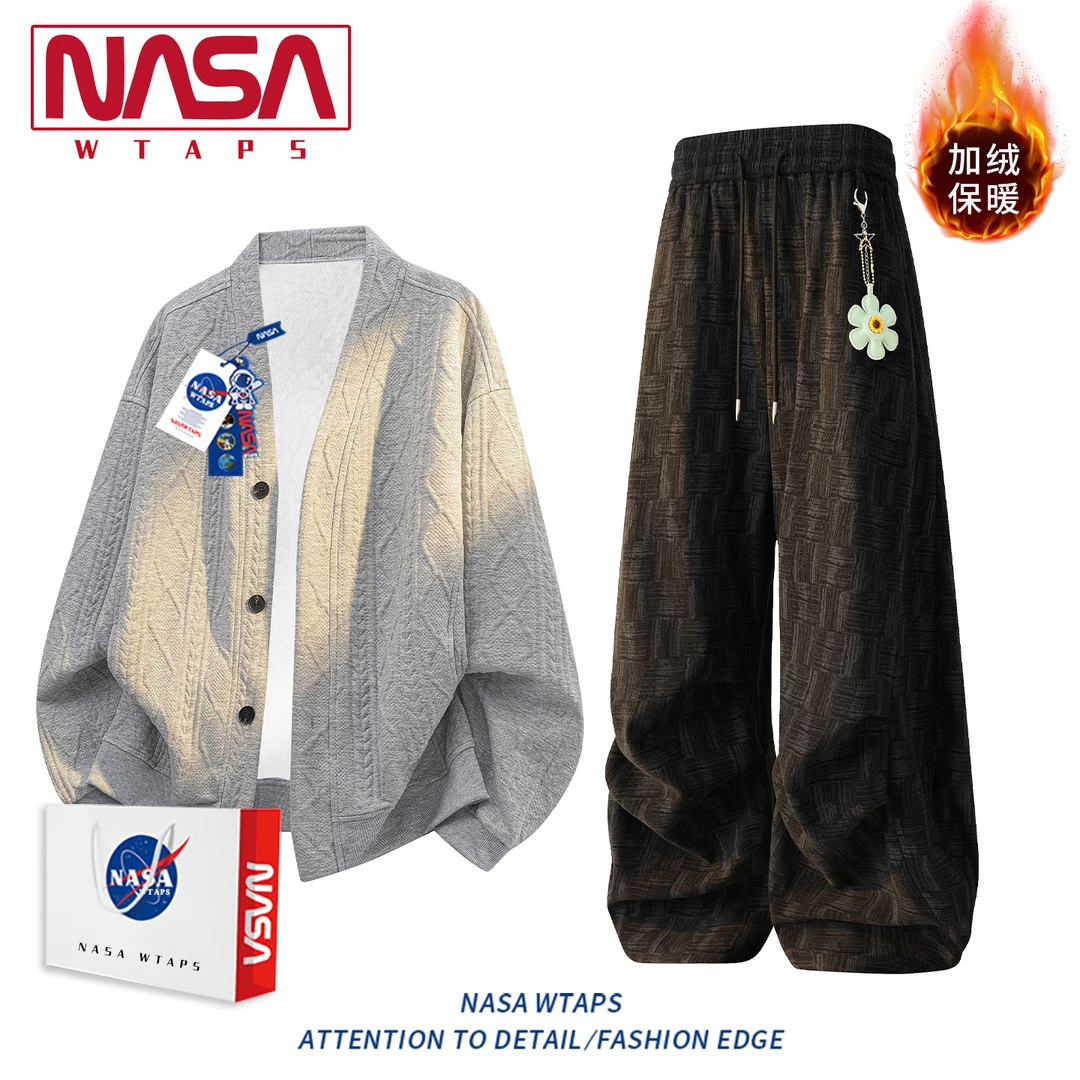 NASA WTAPS美式复古开衫卫衣套装男款秋冬季宽松休闲穿搭两件套男