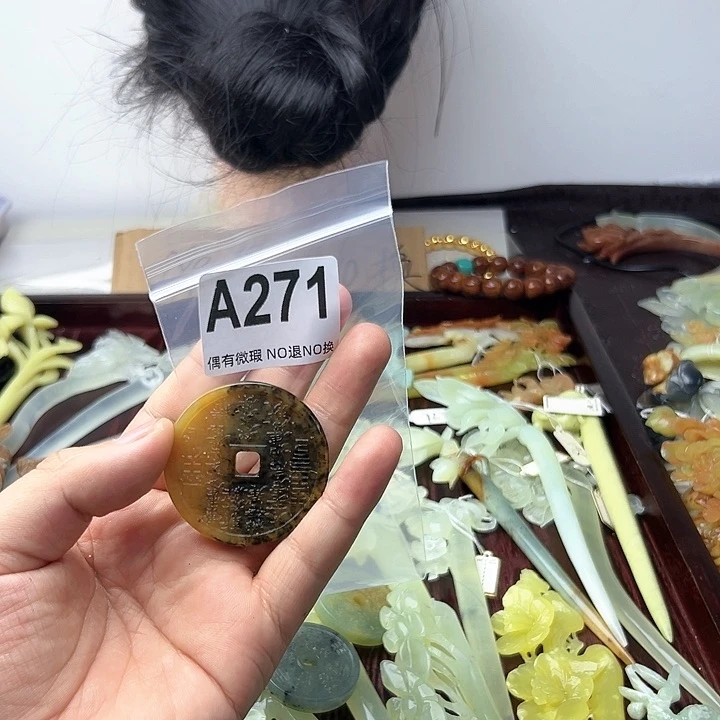 蛇纹石玉发饰合金做****）