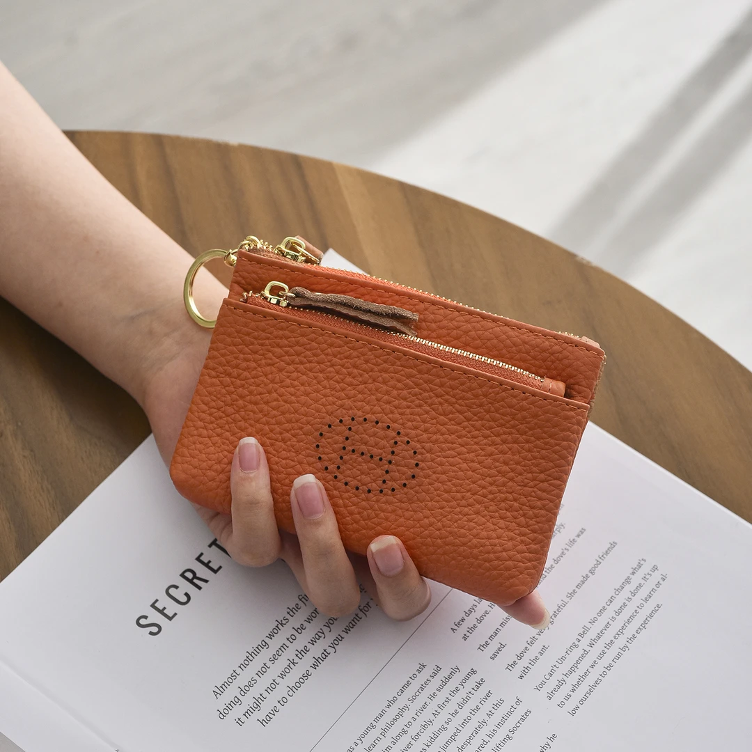 H镂空多拉链多夹层高级女士零钱包硬币收纳包钥匙包小包手拿皮夹