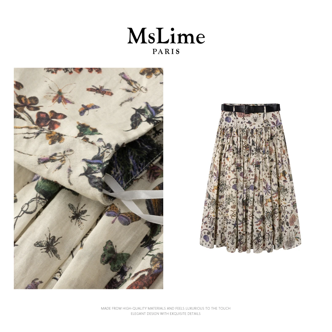王嬛嬛MsLime 25年春款“D家花海”100棉气质花色半身裙 HD2A0770