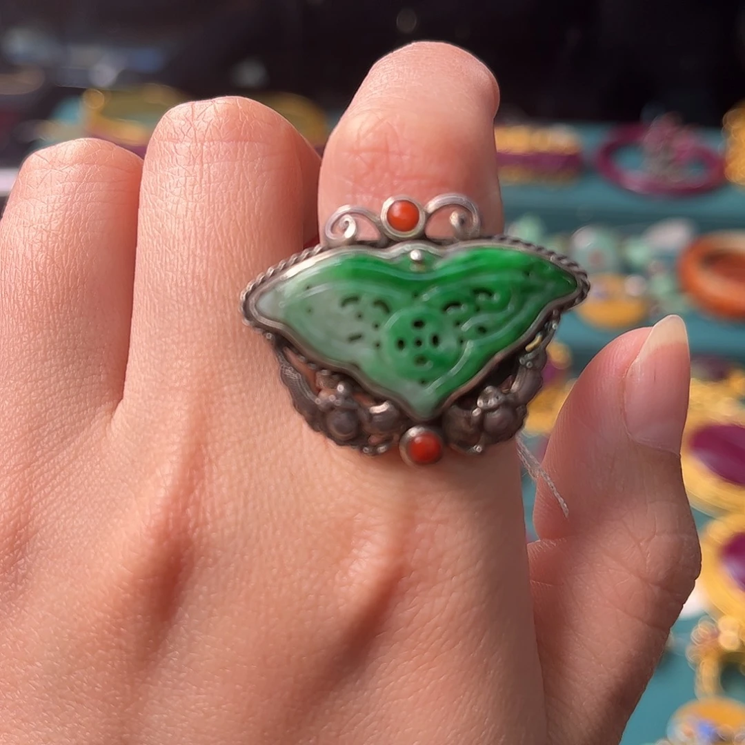 翡翠银S925镶嵌戒指