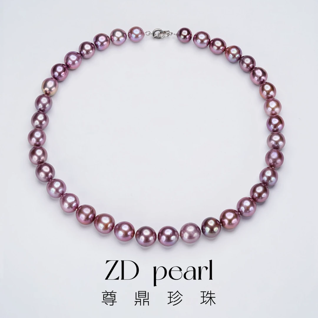 尊鼎珍珠-S925银淡水珍珠紫色项链-9-12mm-RS