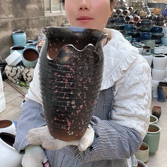 紫砂花盆瑕疵口15高25