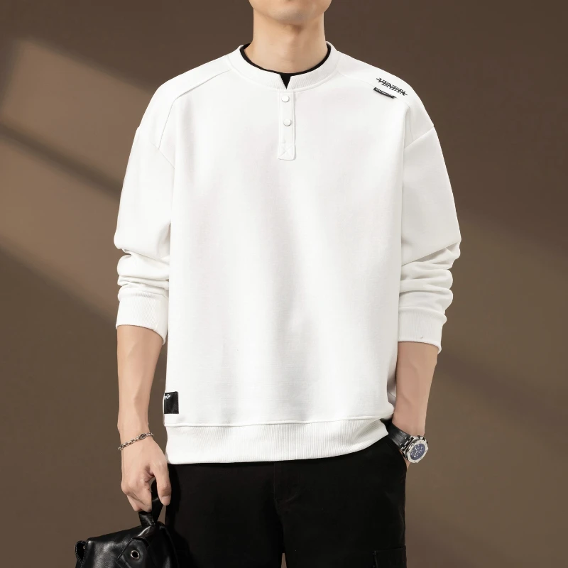 BALEYSWO假两件圆领卫衣男2025春秋季宽松设计感帅气百搭长袖上衣