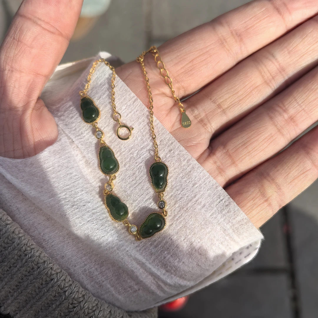 和田玉碧玉葫芦手链