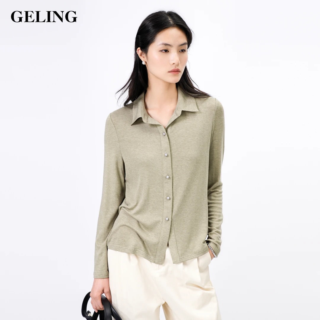 GELING/歌&玲2025新款天丝毛百搭打底长袖针织开衫G511X03