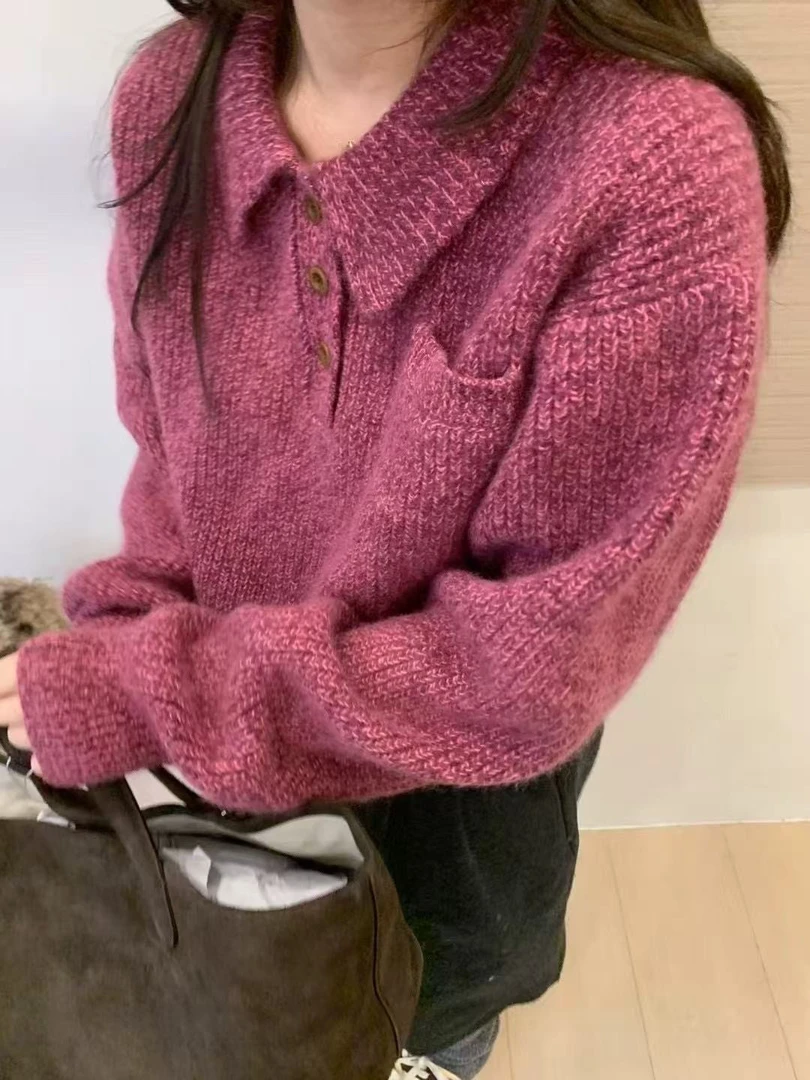 BJ.senior 【馥郁玫瑰】树莓色毛衣122006【炸款不退换】-004