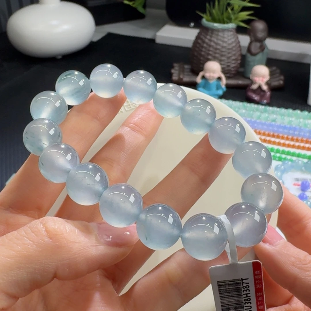 未镶嵌手链翡翠力力力力力推星空蓝飘花单圈12.8mm