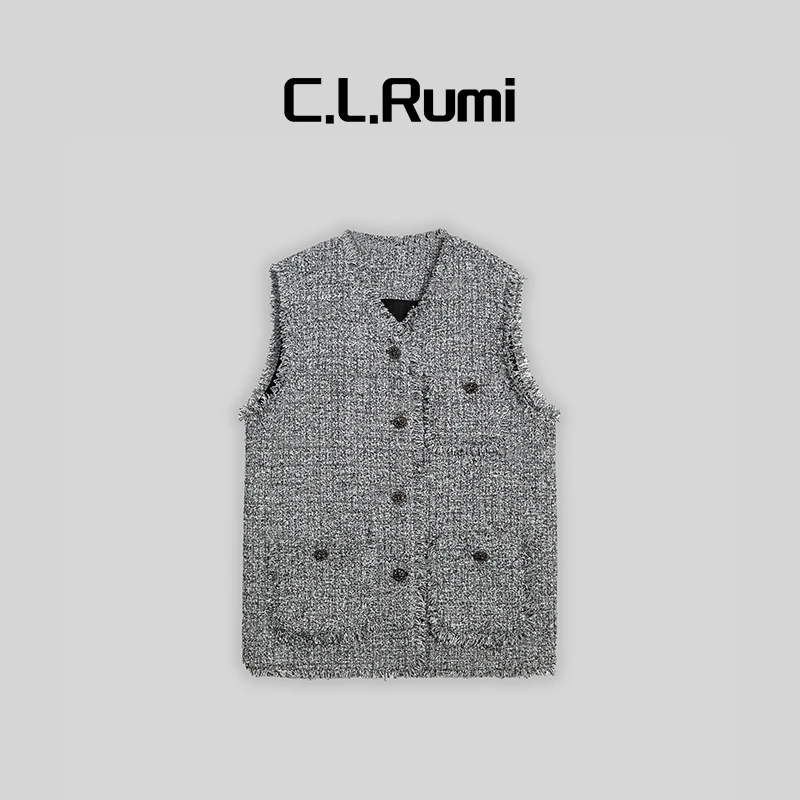 【Rumi时装】“米兰达”25春季新款百搭宽松无袖小香马甲上衣6508bx