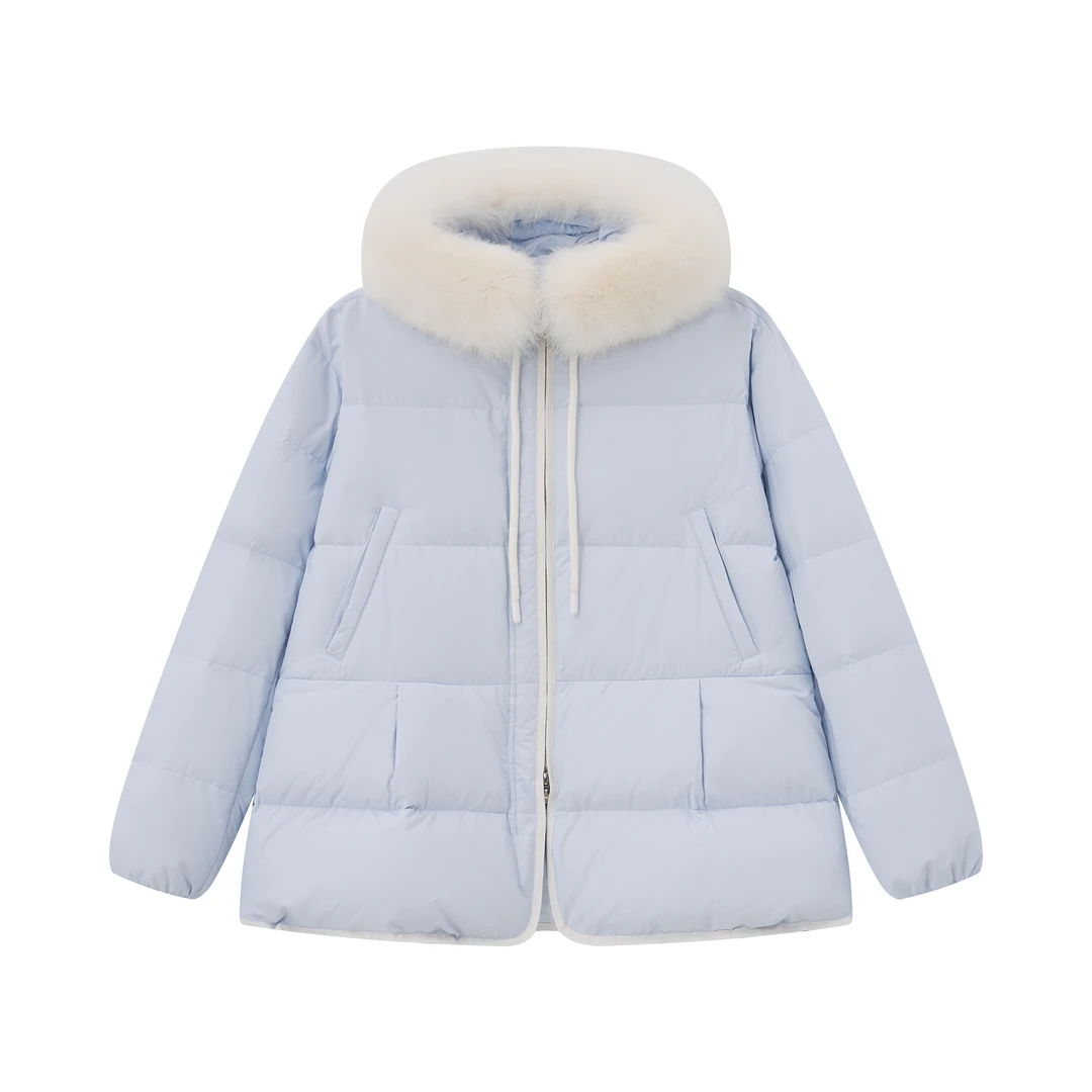 收腰款带帽羽绒服｜狐狸毛领 95白鹅绒